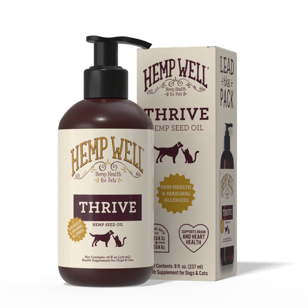Hemp Well Thrive pet product on a white background