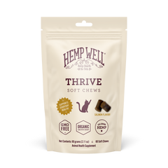 Thrive Cat Soft Chews - Organic, USA Grown - Hemp Well® tag4 organic over 1,000,000 pets love Hemp Well