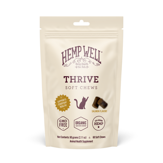 Thrive Cat Soft Chews - Organic, USA Grown - Hemp Well® tag4 organic over 1,000,000 pets love Hemp Well