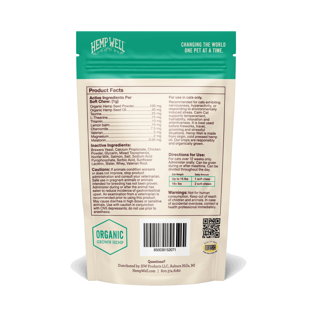Calm Cat Soft Chews - Hemp Well calm Calm Pet calming