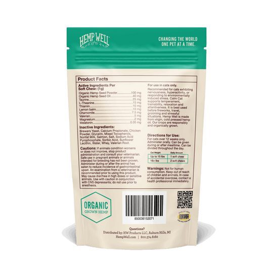 Calm Cat Soft Chews - Hemp Well calm Calm Pet calming