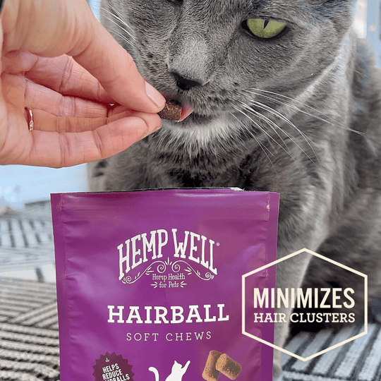 Cat Hairball Soft Chews - Hemp Well calm calming cat tag4 organic over 1,000,000 pets love Hemp Well