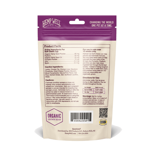 Cat Hairball Soft Chews - Hemp Well calm calming cat