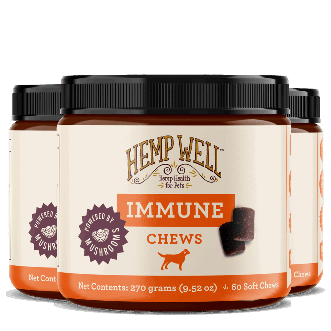 Hemp Well Immune & Digestive Gut Health Dog Soft Chews - Functional Mushroom & Organic Hemp - All Breeds & Sizes