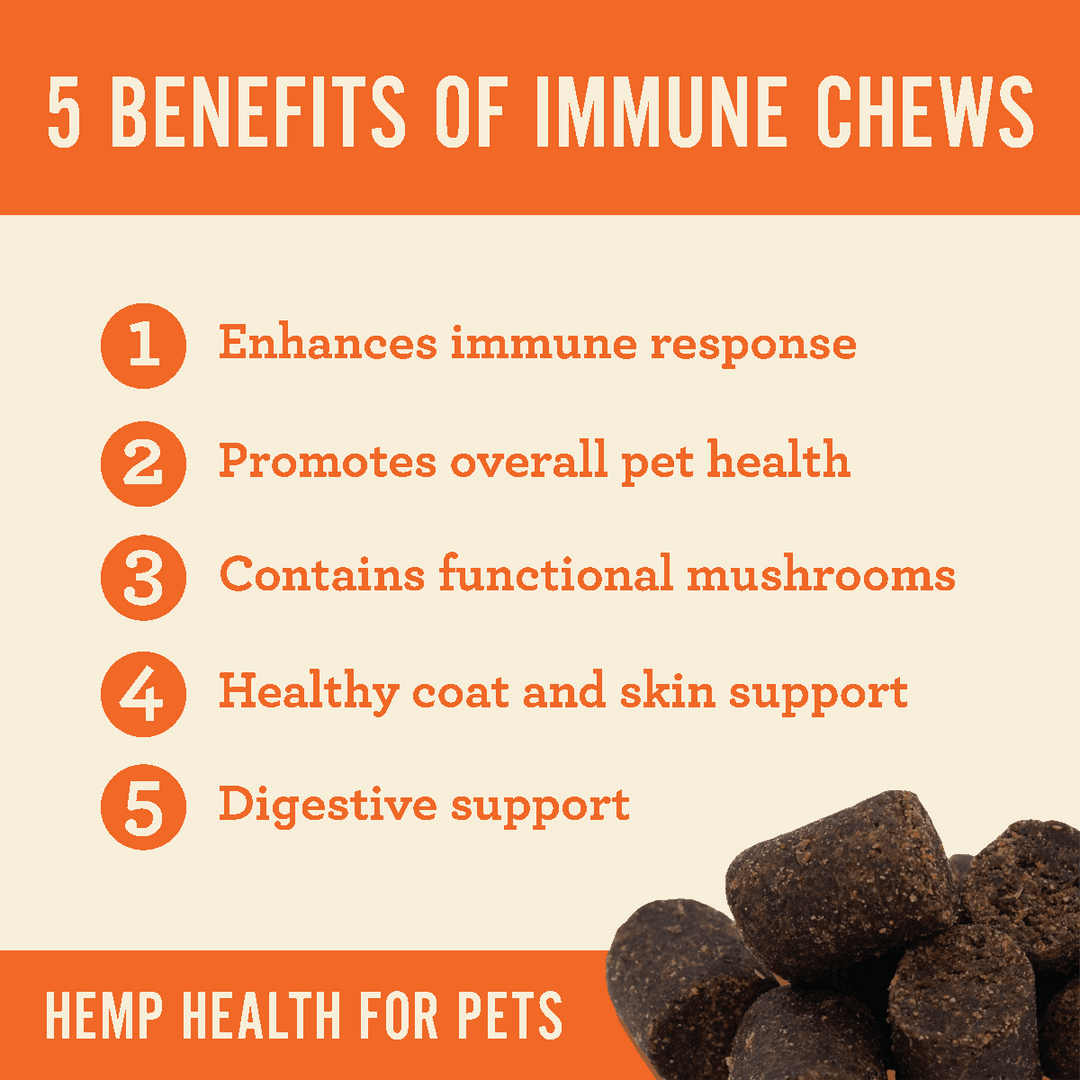 Hemp Well Immune & Digestive Gut Health Dog Soft Chews with Functional Mushrooms & Organic Hemp, Natural Vitality for Dogs