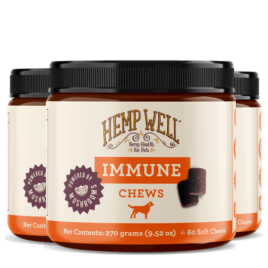 Hemp Well Immune & Digestive Gut Health Dog Soft Chews - Functional Mushroom & Organic Hemp - All Breeds & Sizes