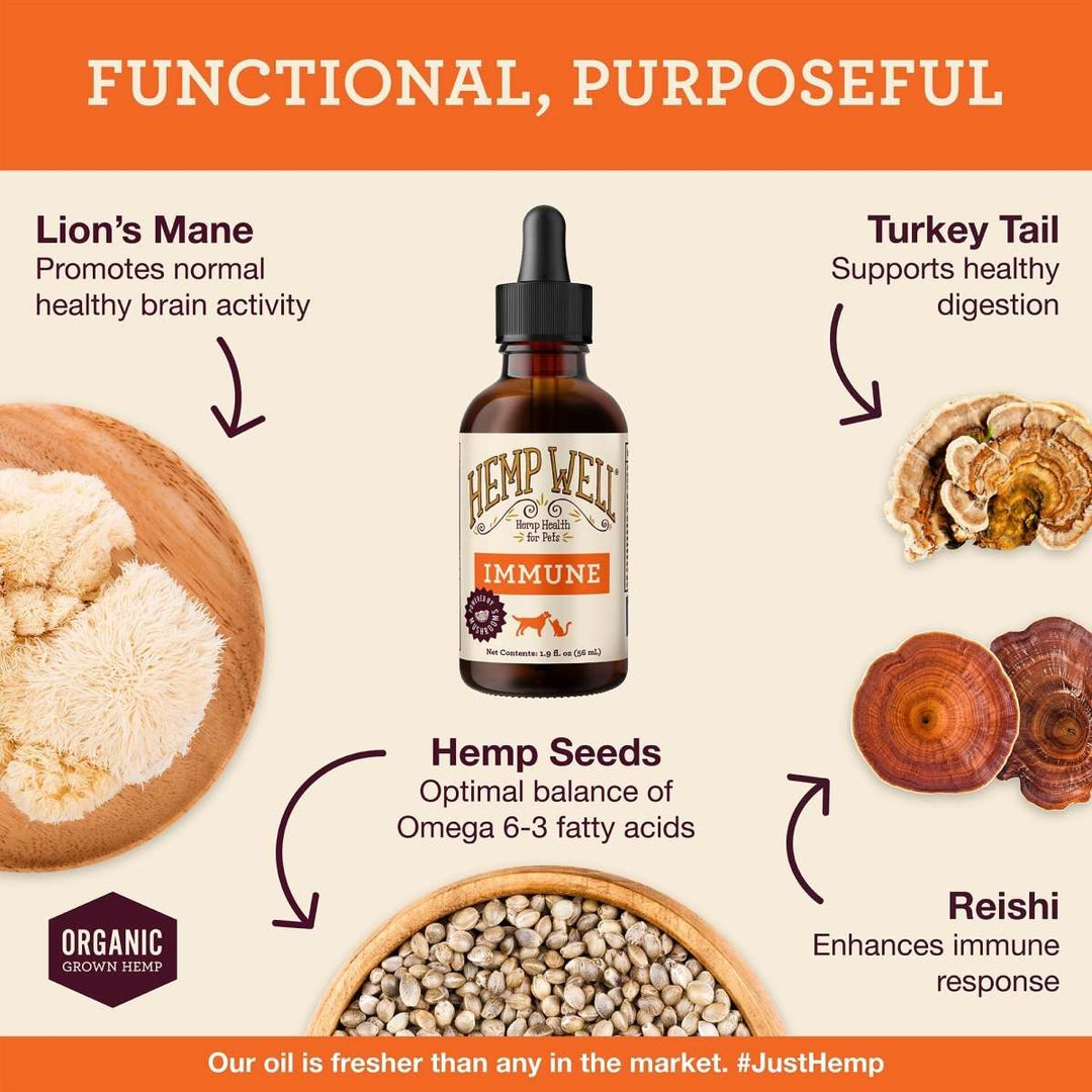 Immune Support Oil - Hemp Well cats dogs hemp