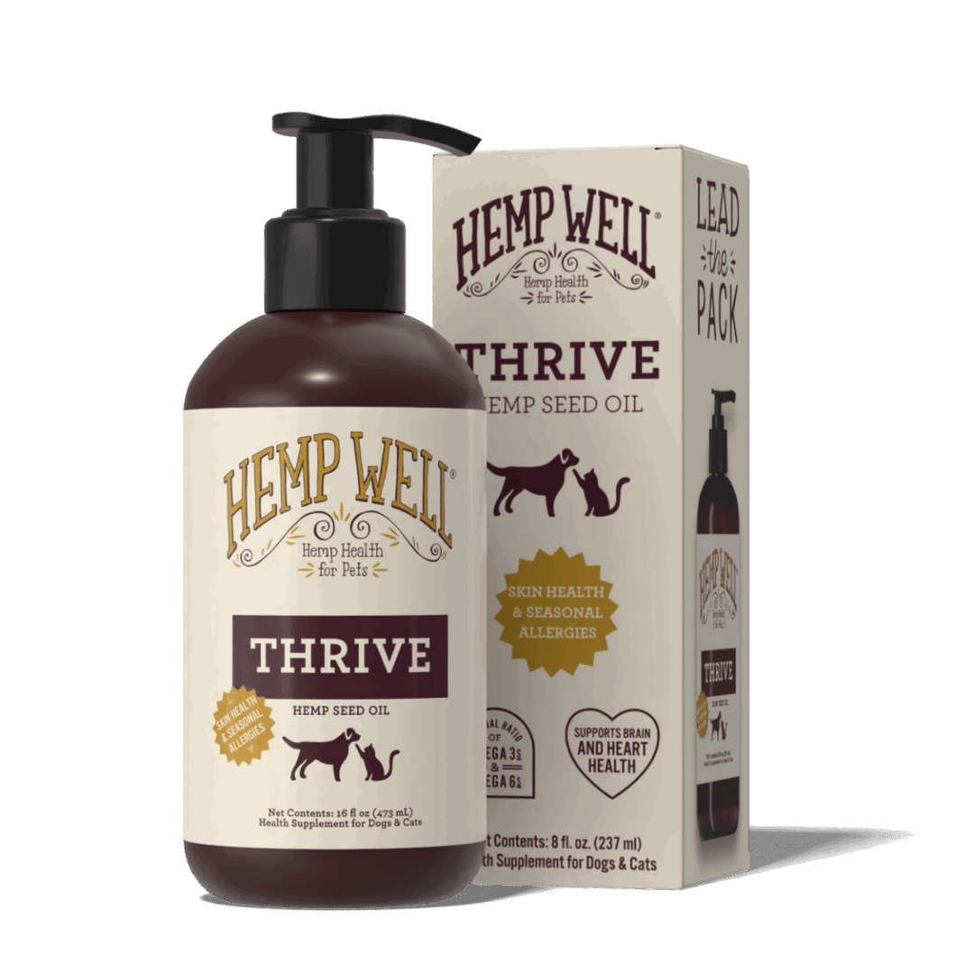 Hemp Well Thrive pet product on a white background
