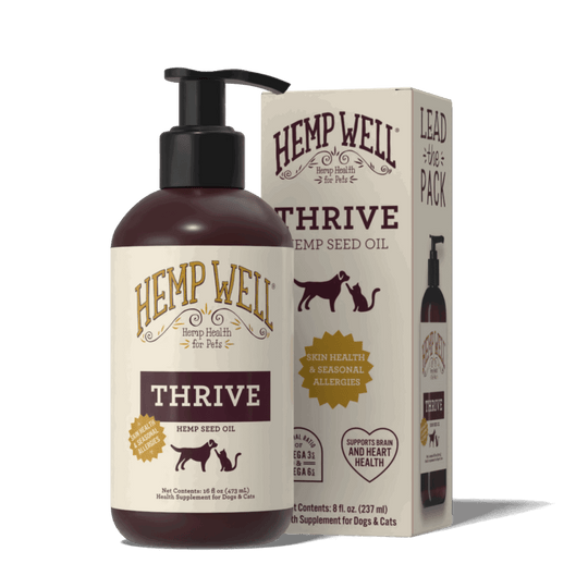 Hemp Well Thrive pet product on a white background
