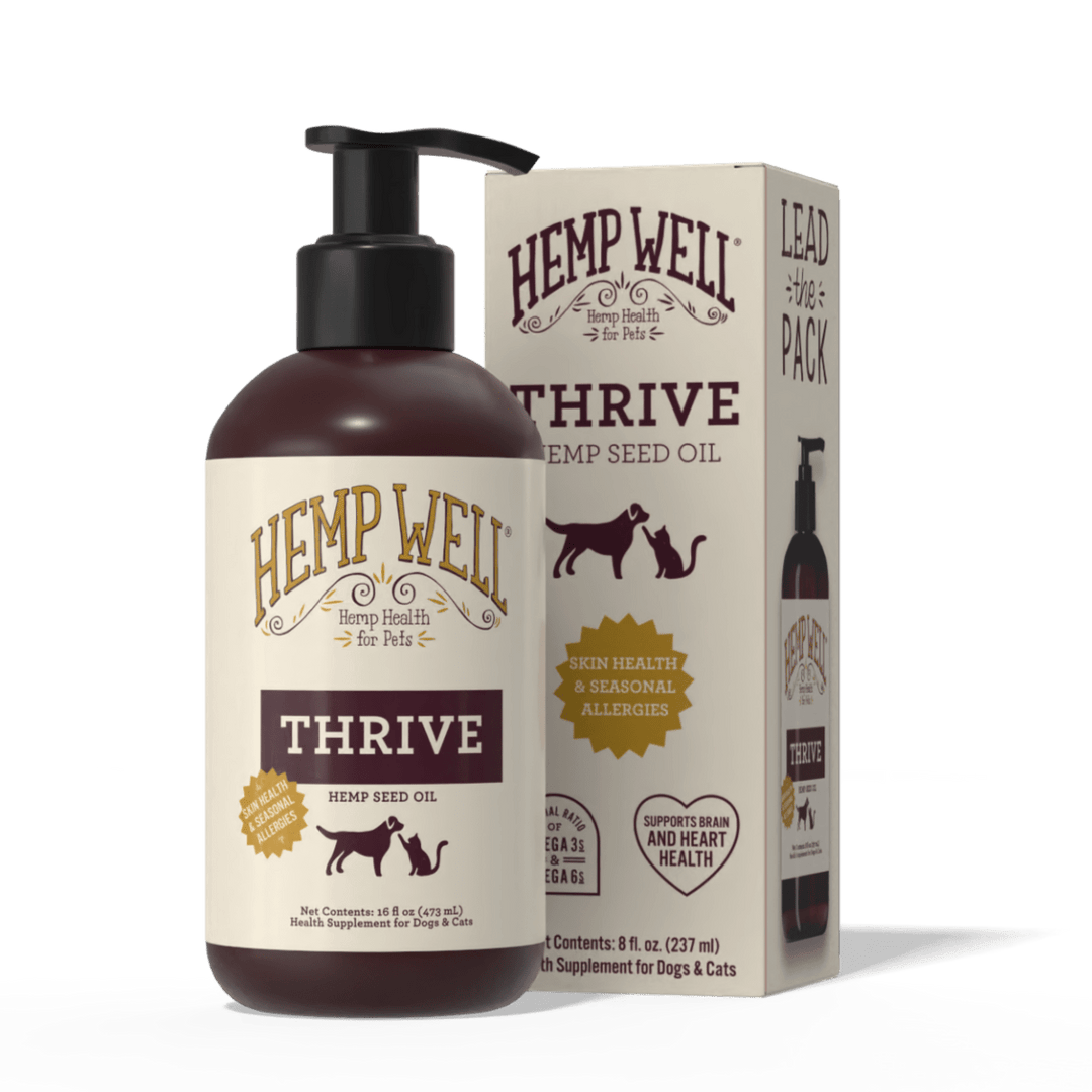 Hemp Well Thrive pet product on a white background