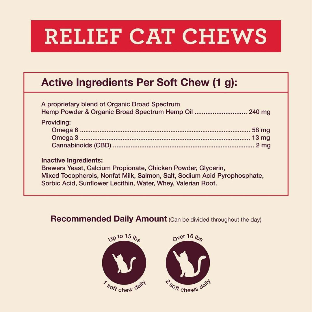 Relief (CBD) Cat Soft Chews - Hemp Well anxiety best CBD cat products calming