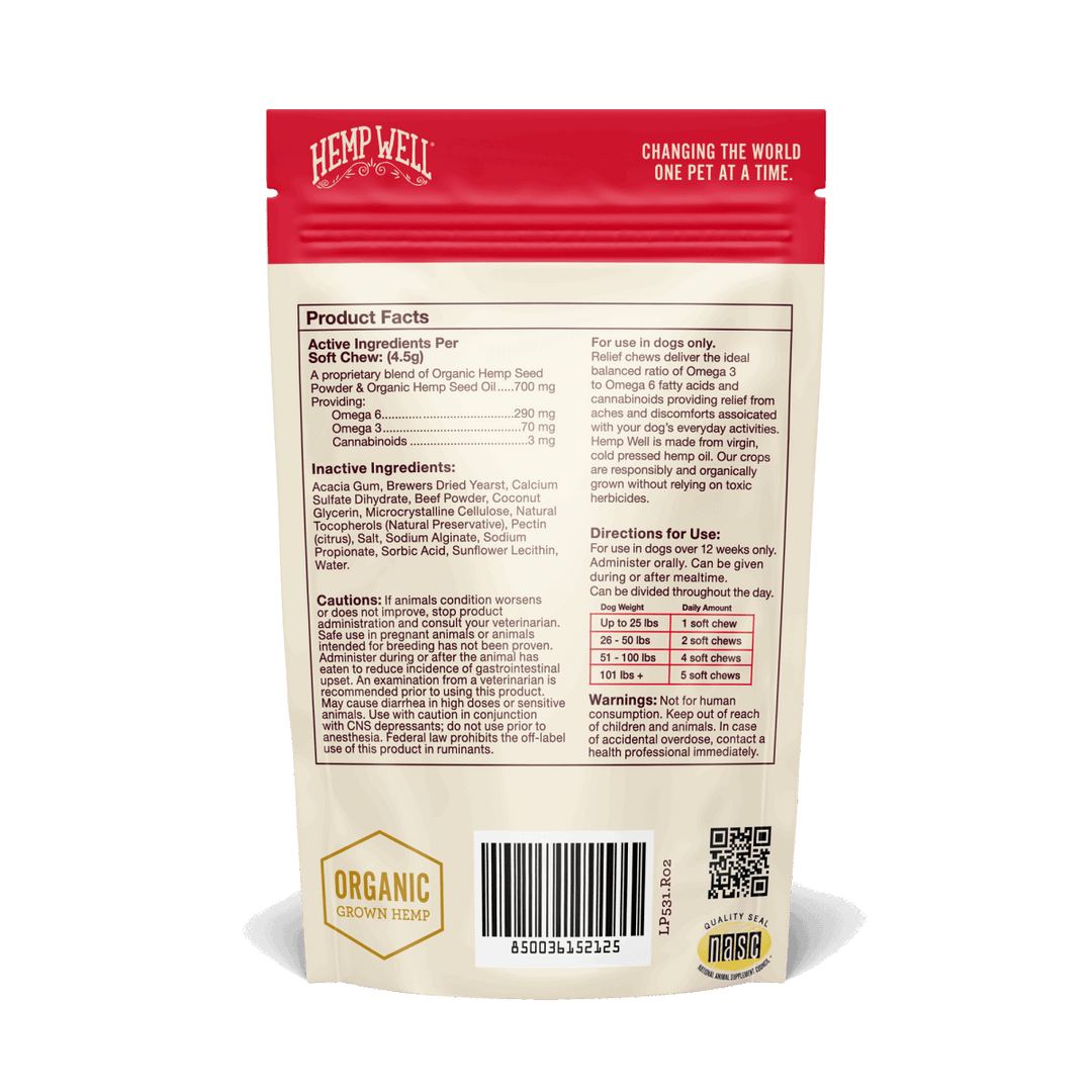 Relief (CBD) Dog Soft Chews - Hemp Well calm CBD oil for dogs dog
