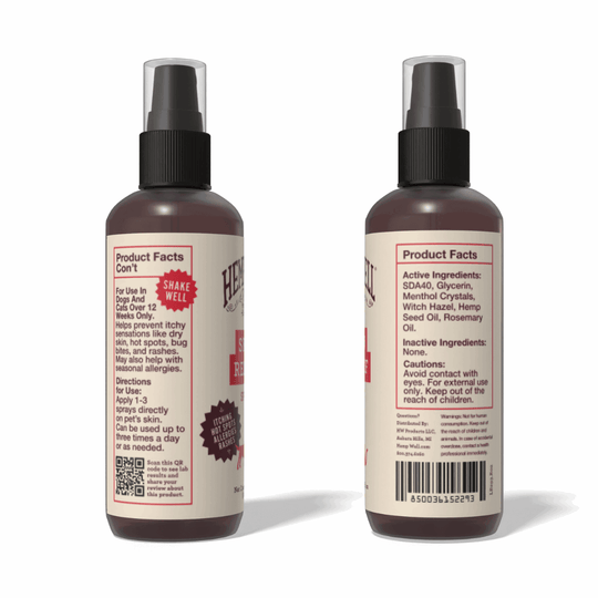 Skin Relief Spray for Itchy Dogs & Cats - Hemp Well cat dog skin tag4 organic over 1,000,000 pets love Hemp Well