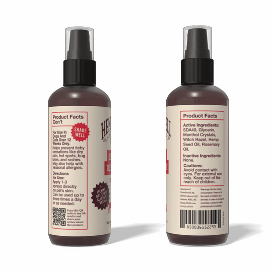 Skin Relief Spray for Itchy Dogs & Cats - Hemp Well cat dog skin tag4 organic over 1,000,000 pets love Hemp Well