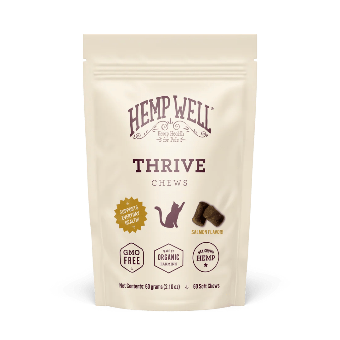 Thrive Cat Soft Chews - Organic, USA Grown - Hemp Well® tag4 organic over 1,000,000 pets love Hemp Well