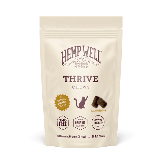 Thrive Cat Soft Chews - Organic, USA Grown - Hemp Well® tag4 organic over 1,000,000 pets love Hemp Well