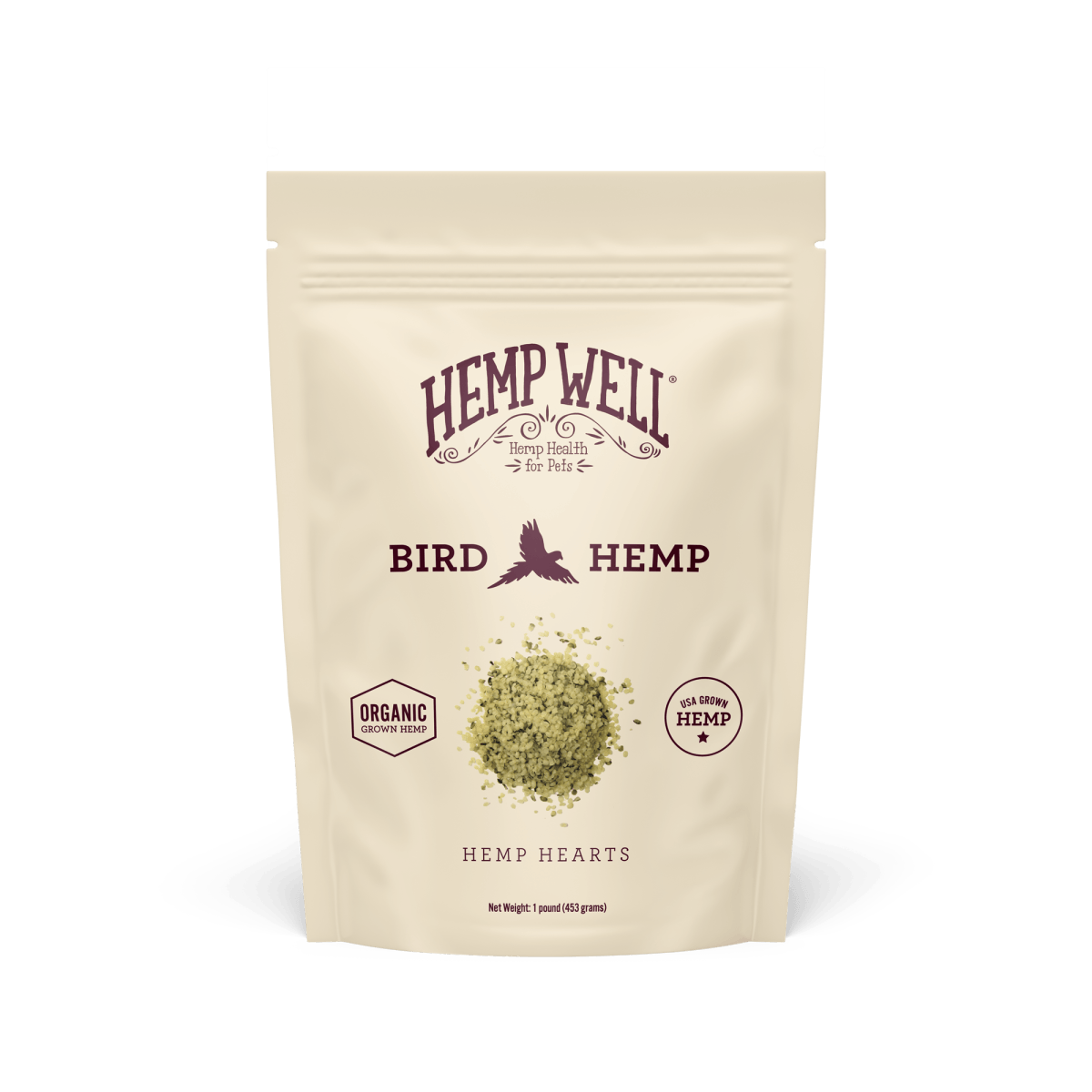 Bird Hemp Hearts - Hemp Well. Avian Superfood: Organic Hulled Hemp Seeds for Feathered Friends! Achieve the Perfect Omega Balance for Daily Well-being.
