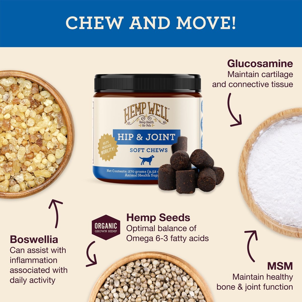 Hip & Joint Dog Soft Chews - Hemp Well